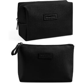 Cosmetic Bags for Women Small Makeup Bag for Purse Pu Leather Makeup Pouch Travel Makeup Bag with Zipper Make Up Bag for Travelling (Black)