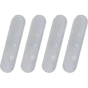 4pcs عاكسات الدراجات النارية 3.78 × 0.94 عاكس أوفال العاكس اللاصق للمقطورات والشاحنات والسيارات والدراجة والقارب (أبيض)