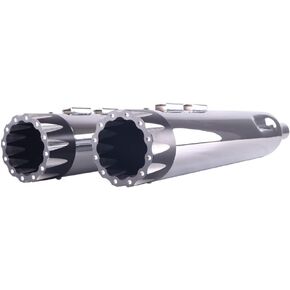 Sharkroad Chrome 4.5 بوصة Slip Ons عادم كاتم الصوت لجولة Harley Touring 2017-Up ، Harley Muffler for Street Glide ، Road Glide ، Road King ، Electra Glide مع نصائح 26 كيلو بايت