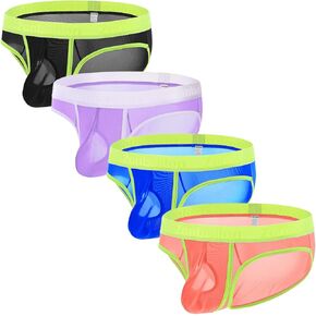 Mens Sexy Sheer Underwear Briefs C-Ring Bulge Enhancing Pouch Ultra-Thin See Through Underwear
