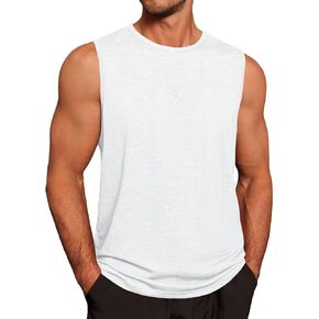 Runcati Mens Workout Tank Tops Sleeveless Gym Muscle Athletic T Shirts Casual Summer Beach Tops