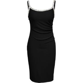 Newshows Womens 2025 Stretch Wrinkle-Free Cocktail Dresses Ruched Bodycon Sparkly Glitter Rhinestone Sleeveless Formal Dress