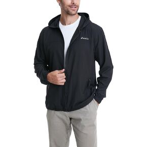 clothin Mens Lightweight Running Jacket with Hood Zip Pockets for Fishing Hiking Travel