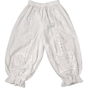 Lolita Bloomers Cotton Black White Shorts for Women Cute Long Lace Pants size 2-6