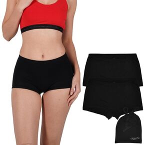 ORGANICKID Womens Organic Cotton Boxer Briefs Underwear Seamless Boyshort Soft GOTs Certified Panties in Gift Bag pack of 2