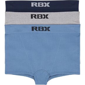 موجزات RBX النشطة عالية الخصر للنساء boyshorts مضلعة عالية الملابس الداخلية متعددة المحبوهة اللباس الداخلي 3 عبوات