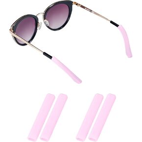 Gdnmapt Silicone Glasses Ear Cushion, Anti Slip Eye Glasses Ear Gripper, Comfortable Glasses Ear Grips, Eyeglass Ear Cushions Solution for Sore Ears, Temple Sleeves Tips for Glasses (2 White Pairs)