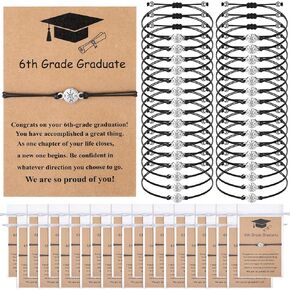 Tondiamo 30 Pcs 2025 Cross Bracelets Bulk Class of 2025 Graduation Gifts Graduation Bracelet Distance Friendship Bracelets with Card and Organza Bag for College High School Graduate Gifts