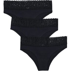 Bonds Women's Underwear Pack, Lace-top Icons Cheeky Panties for Women, Stretchy Cotton-blend Underwear, 3-pack
