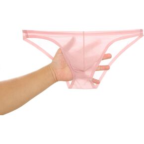 Gogobear Men's Sexy Seamless See Through Underwear Low Waist Ice Silk Backless Tangas Sheer Bikini Briefs Underpants