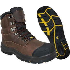 Wolf Work Boot | 100% Waterproof Genuine Upper Leather | Oil, Heat, Chemical, Abrasion Resistant | Electrical Hazards | Non-Slip Rubber Sole | Soft Toe | Padded Collar | Construction | Industrial PPE