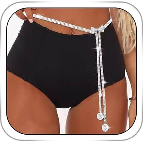 Canb Bow Rhinestone Belt Belt Silver Belt Belt Crystal Belt for Women