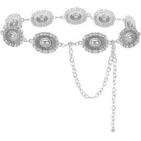 Western Chain Belt for Women Adjustable Metal Concho Belts for Cowgirl Country Concert Outfit Dresses Jeans