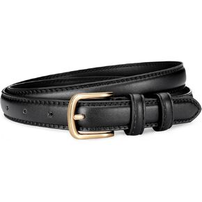 Fashion Trendy Leather Belts for Women, Skinny Belt Women with Gold Buckle Width2cm