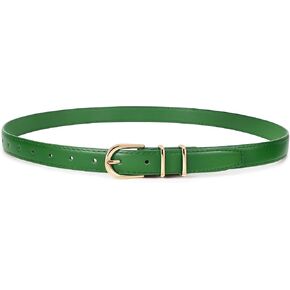 JASGOOD Women Skinny Leather Belt for Jeans Pants Fashion Ladies Thin Belt for Dress with Gold Single Prong Buckle