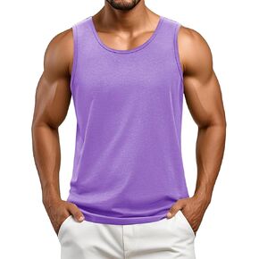 Cotrasen Men Tank Top Upf 50+ قميص من القطن بلا أكمام الرطوبة رطوبة كمال الأجسام كمال جيم.