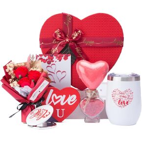 Gifts Box for Girlfriend Wife Lover Birthday Gifts for Women Heart-shaped Red Rose Love Gift Basket Love You Gifts Wedding & Engagement Anniversary Romantic Gifts