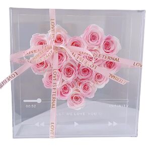 Preserved Flowers Roses in a Heart Shape Box,Flowers for Delivery Prime,100% Real Roses That Last Up to 3 Years, Roses Gifts for Her Valentine’s Day,Mother’s Day,Anniversary,Birthday,Christmas (Pink)