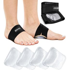 Wearable Arch Support Inserts for Women & Men – 2 Adjustable Heights, Non-Slip Breathable – Plantar Fasciitis Relief Arch Band for Flat Feet, High Arches