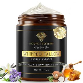 Nature's Blessing Anti-Aging Beef Tallow Cream for Fine Lines & Wrinkles | Collagen Booster Infused w/Organic Honey & Shea Butter | Deep Hydration for Youthful Glow