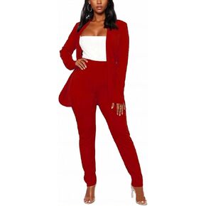 Vakkest Womens Suits 2 Piece Set Business Formal Outfit Casual Long Sleeve Blazer and Office Work Pencil Pants Dressy