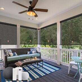 Outdoor Roller Shades Roller Blinds, Motorized Outdoor Patio Shades Smart Blinds Porch Waterproof, Fabric Samples
