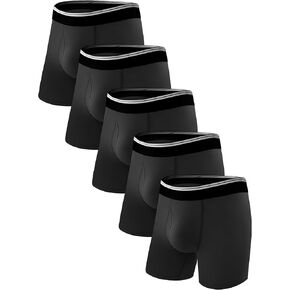 Incontinence Underwear for Men Washable Soft Reusable Leakproof Boxer Briefs with Front Fly 5 Pack(Large,2 Black/1 Dark Grey/1 Green/1 Blue)