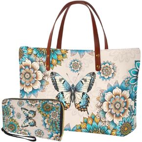Lotusorchid Purse and Wallet Set, Large Tote and Wallet Set for Women, Lightweight Purses Set