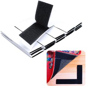 15 Sets Removable Rug Gripper - 1 x 4 Inch Velcro Strips with Adhesive, Double Sided Hook and Loop Tape, Removable Rug Tape, Reusable Velcro Gripper for Carpet by Red Snail