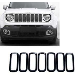 7pcs Black ABS Front Grill Guard Grille Insert Cover Trim for 2015 2016 2017 Jeep Renegade
