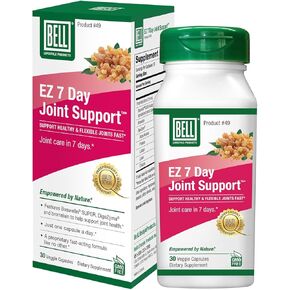 Bell EZ 7 Day Coint Support ™ - مكملات صحية مشتركة بين المزيج السريع للتمثيل ، وملحق المفصل الذي يساعد على تخفيف آلام الركبة ، والتورم واستعادة العضلات - 30 كبسولة