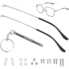 FERCAISH 1 Pair Eyeglass Replacement Arm, Universal Sunglasses Arm Legs Arm Replacement - Metal Glasses Replacement Temple for Sunglasses Eyewear Eyeglasses Repair (Silver)