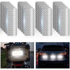 20 pcs super reflection leflection ملصقات مصنوعة من 3M DG3 ، شريط عاكس للسلامة لخوذة صندوق بريد دراجة السيارة ، شريط عاكس أبيض مقاوم للماء 3.15 "× 1.18"