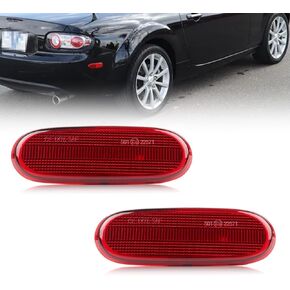 Rear Bumper Reflector Compatible with MX-5 Miata 2006 2007 2008, [DOT] [IP67 Waterproof] Rear Bumper Reflector Cover [No Bulbs], 2 PCS, Smoked Lens