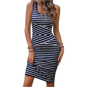 Verdusa Women's Bodycon Tank Tank Dress Slocked Midi Pencil Dresses