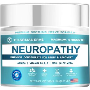 Neuropathy Pain Relief Cream, Nerve Pain Relief Cream Maximum Strength for Feet, Hands, Legs, Muscles, Joints, Waist Includes Arnica, Vitamin B6, Aloe Vera, MSM Fast Absorption, Mild & All Natural