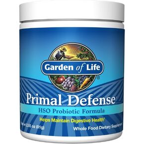 Garden of Life Food كله الدفاع البدائي HSO المكمل الغذائي للبروبيوتيك لصحة الجهاز الهضمي والأمعاء ، مسحوق نباتي ، 2.85 أوقية