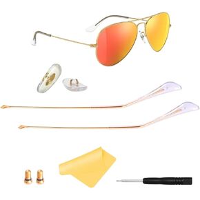 استبدال أذرع المعبد ل Ray Ban Aviator RB3025 RB3447 مجموعة إصلاح النظارات الشمسية ، أذرع المعبد ، وسادات الأنف ، المسمار ، مفك البراغي.