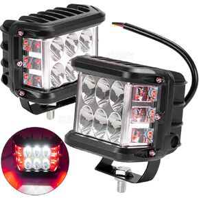 AUTOXBERT 2PCS Side Shooter Pods Light, 4 Inch Off Road Dual Side LED Strobe Cube Lights with White & Yellow Flash for Jeep Truck ATV 4x4 Tractor Plow