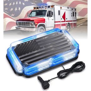 Xprite 300% Bright 108 LED Roof Top Strobe Light, US Flag Pattern Emergency Safety Warning Mini LED Strobe Lightbar w/Magnetic Base for 12-24V Construction Vehicles, Trucks, Snow Plows, Amber