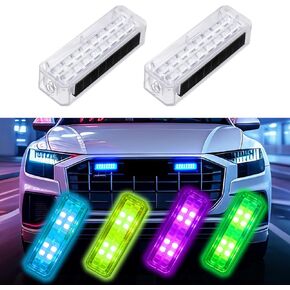 CARFIB Solar Strobe Lights LED 7 Color Emergency Warning Wireless Car Lights Waterproof Anti-Collision Flashing Lights for Car Truck Motorcycle Bike Night Safety Driving 2Pcs