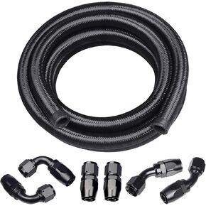 4AN Fuel Line Kit,AN4 Braided Nylon Fuel Hose CPE 10FT Black