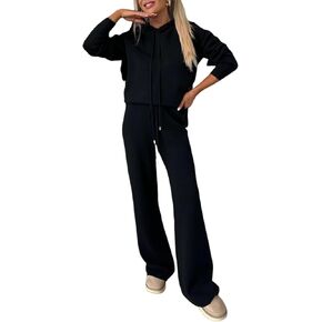Womens Sweat Set 2 Piece Lounge Sets Comfort Hoodie Wide Leg Pants Matching Sweatsuits