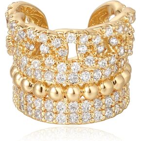 Ear Cuff Earrings for Women Trendy 14K Gold Plated Cubic Zirconia Sparkle Crown Ear Cuffs Non Piercing | Clip On Cartilage | Single