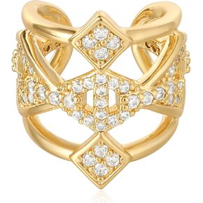 Ear Cuff Earrings for Women 14K Gold Plated Cubic Zirconia Sparkling Hollow Trendy Huggie Ear Cuffs Non Piercing | Clip On Cartilage | Single