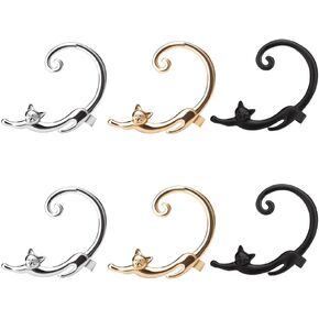 3Pcs Cute Cat Clip On Earrings Ear Cuff Earrings for Women Ear Wrap Earcuff boucle d'oreille Clip
