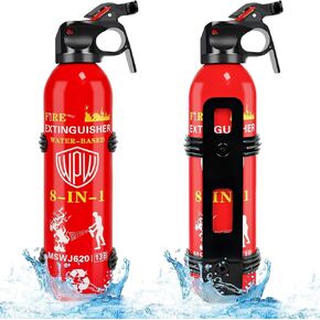 WPW Upgraded 8-in-1 Fire Extinguisher for Home with Wall Mount 620ml Portable Fire Extinguisher For Vehicle Car Boat House Kitchen Emergency Supplies, Water-Based Solution For A, B, C, K Fire (2 Pack)