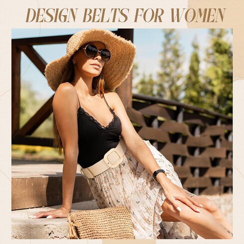 Syhood Women Straw Woven Belt Elastic Rattan Waist Raffia Stretch Braided Belt in Saudi Arabia
