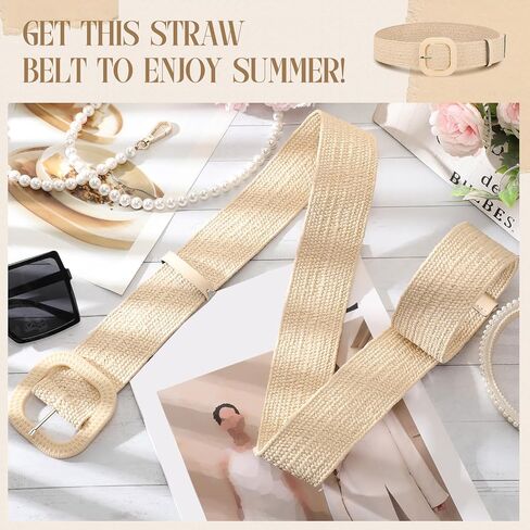 Syhood Women Straw Woven Belt Elastic Rattan Waist Raffia Stretch Braided Belt in Saudi Arabia