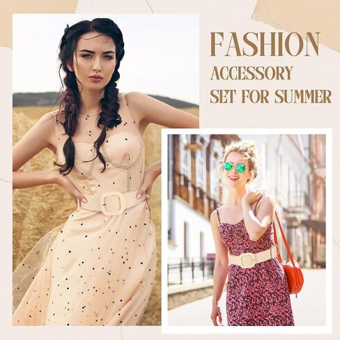 Syhood Women Straw Woven Belt Elastic Rattan Waist Raffia Stretch Braided Belt in Saudi Arabia